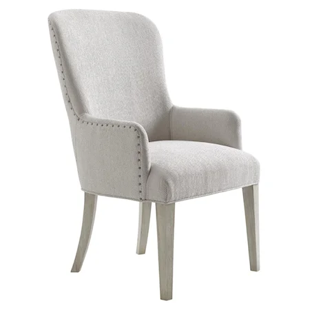Baxter Upholstered Arm Chair in Sea Pearl Fabric